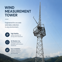 Torre de Medición de Viento de Grado Científico para Datos Meteorológicos Precisos, Mástil de Rejilla Estabilizado con Anemómetro y Soporte para Vainas de Viento