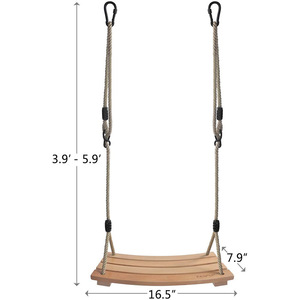 Columpio de madera curvado con longitud de cuerda ajustable, columpio para exteriores para niños y adultos, columpio de diseño curvo - Product Image 3