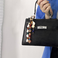 Breloque de sac en perles de verre peintes à la main colorées, coquillage vintage, conque, œil porte-bonheur, cœur, fleur, porte-clés perlé, décoration rétro pour sac et pochette