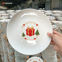 Assiette plate en porcelaine blanche pure personnalisée, résistante au micro-ondes, moderne, pour dîner, steak, dessert, gâteau, restaurant, Noël