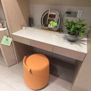 모던 미니멀리스트 가죽 화장대 및 메이크업 스툴 수납공간 및 미끄럼 방지 매트 포함 거실 침실 소형 아파트용 - Product Image 2