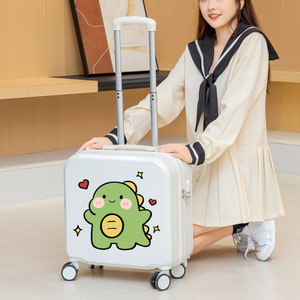 Student Travel Luggage 18 Inch Hard Shell ABS <b>Suitcase</b> With <b>Lock</b> Cartoon Dino Print For Kids And Teens - Product Image 2