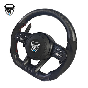 Volant alcanatara modifié en fil rouge en fibre de carbone noire pour Mercedes Benz A GLA B GLB C GLC E GLE CLS ZC-809-YD-T96-F - Product Image 5