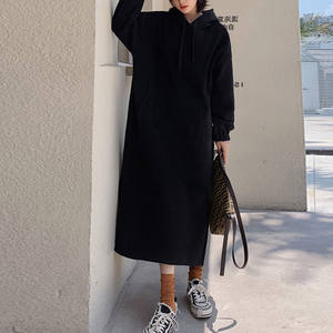 Inverno coreano spesso caldo pianura lungo felpe con cappuccio <span class=keywords><strong>donna</strong></span> personalizzato OEM <span class=keywords><strong>oversize</strong></span> tasca a marsupio Maxi felpa con cappuccio <span class=keywords><strong>abiti</strong></span> - Product Image 4