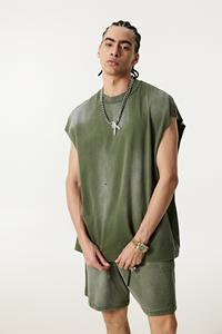 Customized <b>Loose</b>-<b>Fitting</b> Cotton O-Neck Anti-Wrinkle Breathable Vintage American-Style Hip Hop Knitted <b>Vest</b> Tank <b>Top</b> TEE - Product Image 3