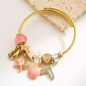 <span class=keywords><strong>Nueva</strong></span> <span class=keywords><strong>Pulsera</strong></span> Panjiadora Estilo Vacaciones en la Playa, Corte Brillante, Chapada en Oro, Acero Inoxidable, Diseño de Estrella de Mar para Mujer - Product Image 3