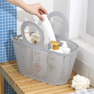 <b>Storage</b> <b>Baskets</b> <b>Rectangle</b> Hollow Plastic Handle Bathroom Laundry <b>Basket</b> Pink Blue Gray White - Product Image 3