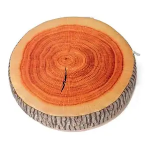 3D Digital Print Tree Wood Slice Comfort Memory Foam Throw Seat Pad Wooden Pillow For Home Decor
