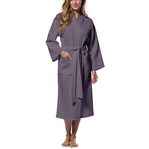 Wholesale Multi-Color Cotton Waffle Weave Women's Robe Long Length Loose-Fitting Bathrobe for Retailers
