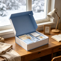 Coffret Cadeau Bleu avec Enveloppes, Carnet, Bloc-notes, Paquet Bleu, Cadre à Stylo, Emballage, Vente en Gros, Enveloppe d'expédition, Ensemble Cadeau