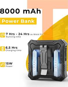 Ventilador de Cintura Portátil 3 en 1, Mini Ventilador Recargable de 8000 mAh, Banco de Energía, Ultra Silencioso, Multifuncional, para Exteriores - Product Image 2