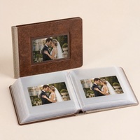 Album photo de luxe léger à couverture rigide en lin et cuir PU avec fenêtre découpée, 24 pochettes pour photos, livre de souvenirs, vente en gros