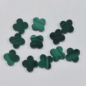 Pierres de malachite naturelle en forme de trèfle à quatre feuilles, pierres de malachite pour la création de bijoux - Product Image 6