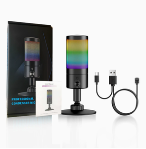 USB-gamingmicrofoon RGB-verlooplicht bureaustandaard volumeknop voor podcast livestream spraakopname fabrieksgemaakt - Product Image 4