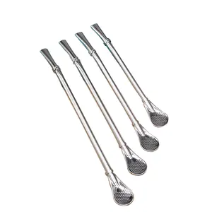 304 stainless steel Coffee tea stirring spoon with straw filter