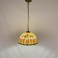 Vente en gros de lustres en forme de tulipe en verre coloré Mosaïque église verre lampes décoratives main-art soudé Tiffany abat-jour