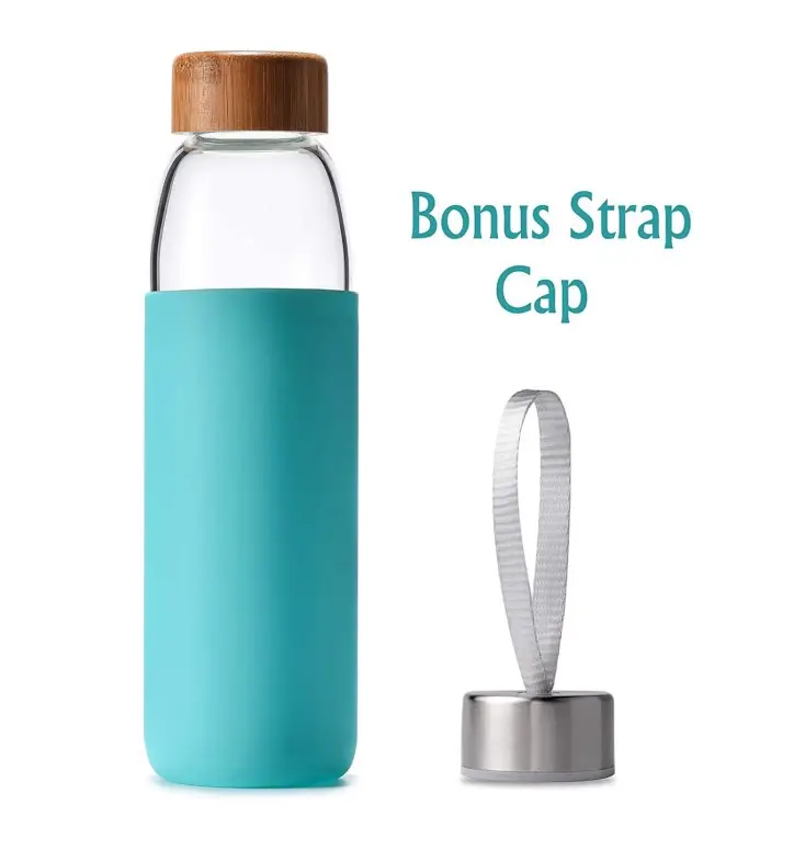 IKOO wholesale custom borosilicate sports water bottle glass with strap
