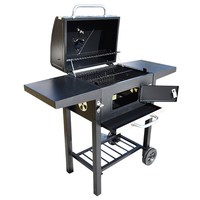 GS EN1860 LFGB Extérieur Maison Jardin Cour Patio Trolley Fumeur Barbecue Grill Cheminée Barbecue à charbon avec table d'appoint