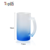 Mug à bière en verre coloré dégradé Topjlh 16oz pour sublimation, logo personnalisé, mug givré personnalisé pour bar, vaisselle à bière