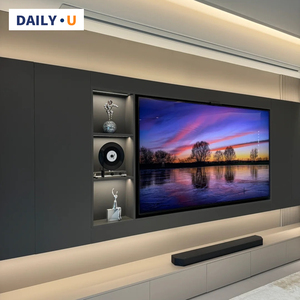Vendita calda personalizzata di lusso su misura a parete in legno <span class=keywords><strong>TV</strong></span> Stand mobile mobile <span class=keywords><strong>pannello</strong></span> <span class=keywords><strong>con</strong></span> <span class=keywords><strong>porta</strong></span> per soggiorno e camera da letto - Product Image 2