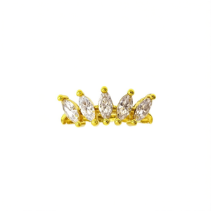 Orecchini a polsino dorati E4469 con cristalli taglio marquise e strass, montatura a griffe, gioielli da festa alla moda da donna, in lega, stile classico - Product Image 1