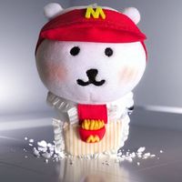 Adorable poupée ours autoironique de 13 cm, ensemble de vêtements en coton avec bavoir et chapeau de 10 cm, style McDonald's, Joyfull