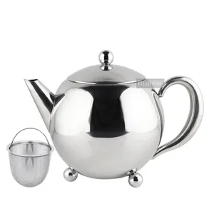 Bule para chá de 500ml/1000ml/1500ml, bule para chá de aço inoxidável de parede única com alça