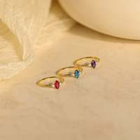 Bague MECYLIFE à haute résistance de couleur, pierre de naissance du 12ème mois, style vintage, base en cuivre plaqué or véritable 18 carats