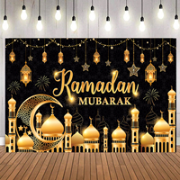 Bannière de décoration Ramadan Mubarak 5*3ft 7*5ft, motif lune et étoile, pour l'Aïd Mubarak 2027, décorations musulmanes Kareem, toile de fond