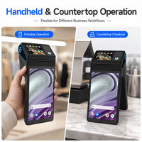 Terminal de point de vente à double écran Z108 avec imprimante de reçus et d'étiquettes, lecteur NFC, Android 14, caisse enregistreuse, prise en charge du SDK