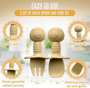 Lot de cuillères d'apprentissage en silicone souple pour bébé, sans BPA, anti-étouffement, pour la diversification alimentaire des tout-petits, vente en gros - Product Image 3