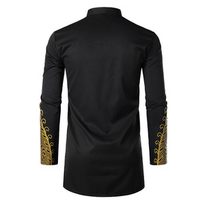 Nouvelle conception de vêtements pour hommes musulmans, kaftan, <span class=keywords><strong>chemise</strong></span> <span class=keywords><strong>arabe</strong></span>, robe islamique avec estampage doré, grande taille, <span class=keywords><strong>chemise</strong></span> pour hommes - Product Image 3