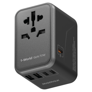 Cargador Rápido <span class=keywords><strong>MOMAX</strong></span> 1-World UA8 PD 100-250V 70W, Adaptador de Corriente con Enchufe para EE. UU., AU, Reino Unido y UE, Cargador USB Universal para Teléfono Móvil - Product Image 1
