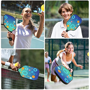 Ensemble de raquettes de pickleball, 2 raquettes, 4 balles, noyau en bois de peuplier, poignée légère antidérapante, design tendance, comprend un sac de transport - Product Image 5
