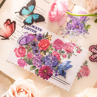 50 Lembar/Paket Paket Stiker Seri Kupu-kupu Cinta Bunga Bahan Kolase Tanaman Kupu-kupu Dekorasi Buku Catatan 6 Model