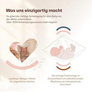 Cuna Mecánica para Bebé Lottili, Color Blanco, con Motor, Funciona con Batería y USB, Hecha en Alemania - Product Image 4
