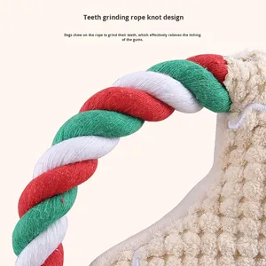 Juguete Masticable para Mascotas con Sonido, Serie Navideña, Resistente a Mordidas, Limpia los Dientes, con Cuerda de Algodón - Product Image 4