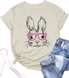 Funny Bunny Print Short Sleeve Cute Graphic T-Shirt for Women Family Blouse <strong>Easter</strong> <strong>Tops</strong> Tee Gifts - Product Image 2
