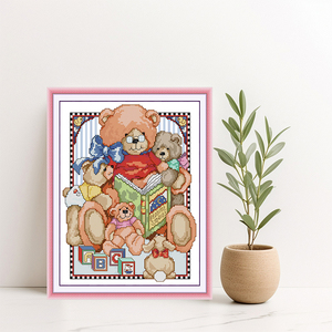 NKF <span class=keywords><strong>abuela</strong></span> oso Lee patrón impreso Kits de punto de cruz decoración del hogar Juegos de bordado <span class=keywords><strong>Kit</strong></span> de ganchillo - Product Image 1