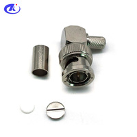 Connecteur BNC mâle à angle droit à sertir pour câble coaxial RG59, impédance 50 Ohm, en laiton, haute performance