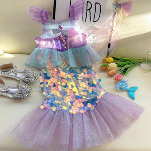 Nuovo Set di Abiti a Sirena Senza Maniche con Paillettes e Rete per Bambini, Ideale per Regali di Compleanno o Spettacoli di Gala 2026 - Product Image 4