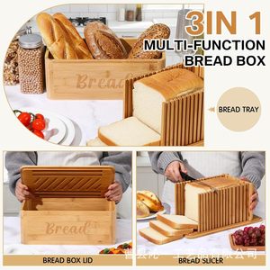 Caja de pan de bambú con rebanador 2 en 1, contenedor de almacenamiento para uso en la cocina - Product Image 5