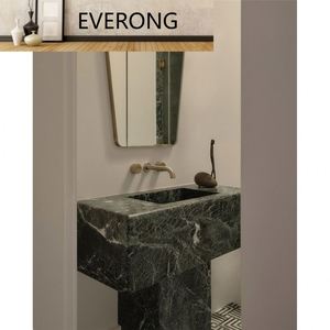 <span class=keywords><strong>Lavabo</strong></span> da Bagno Moderno in Marmo Verde Alpi Scanalato, Personalizzabile, Quadrato, Autoportante per Bagni di Hotel - Product Image 2