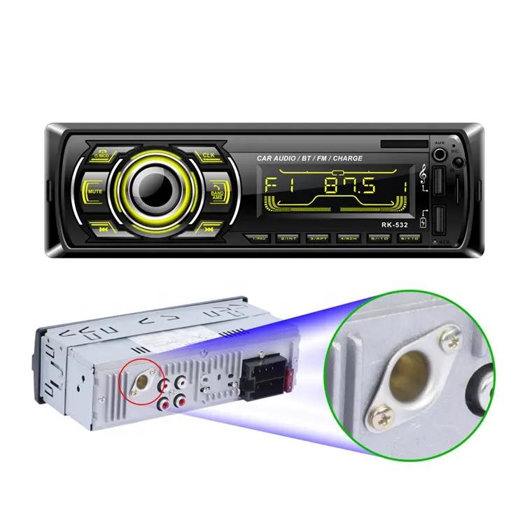 Pemutar MP3 Mobil 12V Tunggal Sistem Musik Mp3 1 Din Rk-532 Radio FM Aux In Penerima BT SD USB Radio Stereo