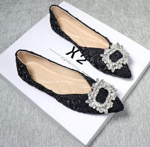 Scarpe Eleganti da Donna con Fibbia Diamantata, <span class=keywords><strong>Ballerine</strong></span> a Punta, Scarpe Basse Slip-On con Strass - Product Image 1