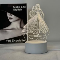 Lampe de nuit LED 3D personnalisée en forme de croix de Jésus, croyance religieuse, décoration de chambre de Pâques, cadeaux, lampe de table à illusion de la Vierge Marie, veilleuse