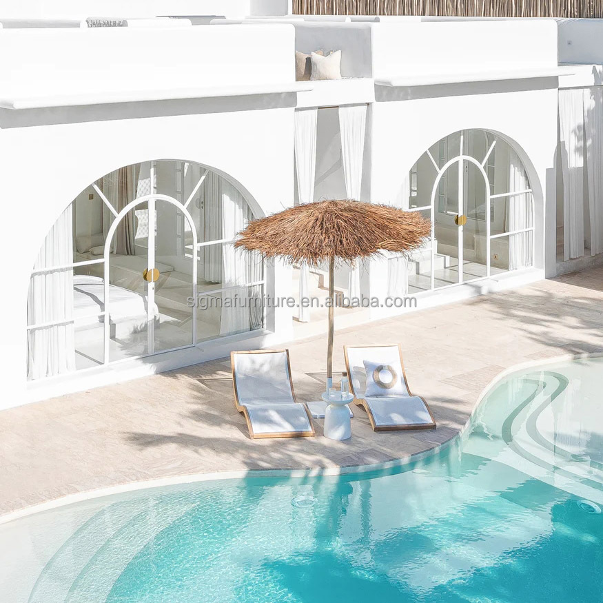 Hot sale modern garden swimming pool sets luxury outdoor lounge teak wave chaise chair sunbath