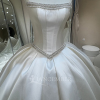 Gaun Pengantin Wanita Model Ball Gown Minimalis Satin Ivory Jancember DW0237