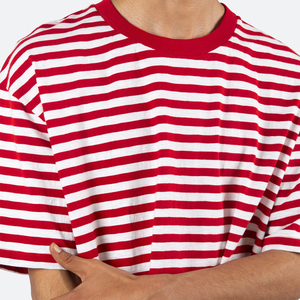 DiZNEW Vente en gros T-shirt en vrac grande taille confortable à rayures graphiques et contrastées de couleur 100% coton Design personnalisé T-shirts pour hommes - Product Image 5
