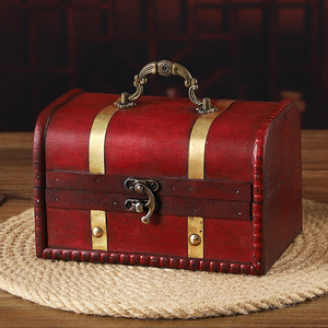 Classic Wooden <b>Storage</b> <b>Box</b> With Lock Large Capacity Home Cabinet Decoration Photography Props Handicrafts - Product Image 4